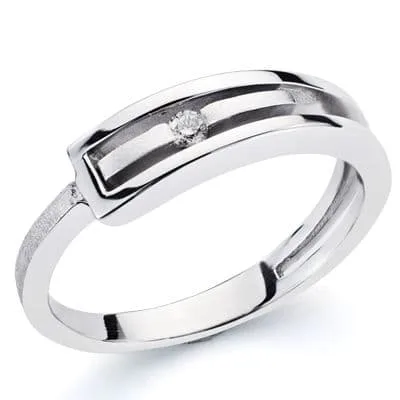 18K SORTIJA ORO BLANCO DIAMANTE  0.046 QTS.
