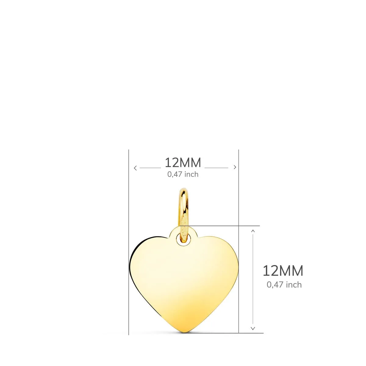 18K PLACA CHAPA CORAZON ORO AMARILLO LISO EN BRILLO 12X12 MM C. AMOR — vista 2