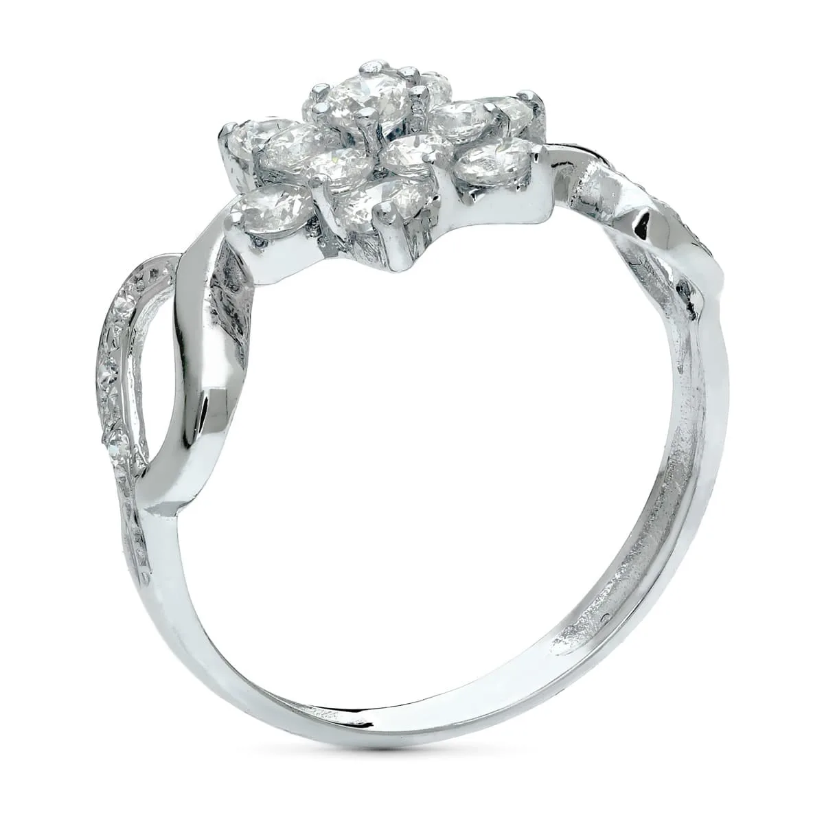 18K SORTIJA ORO BLANCO CUAJO CON CIRCONITAS. ANCHO 10 MM — vista 2