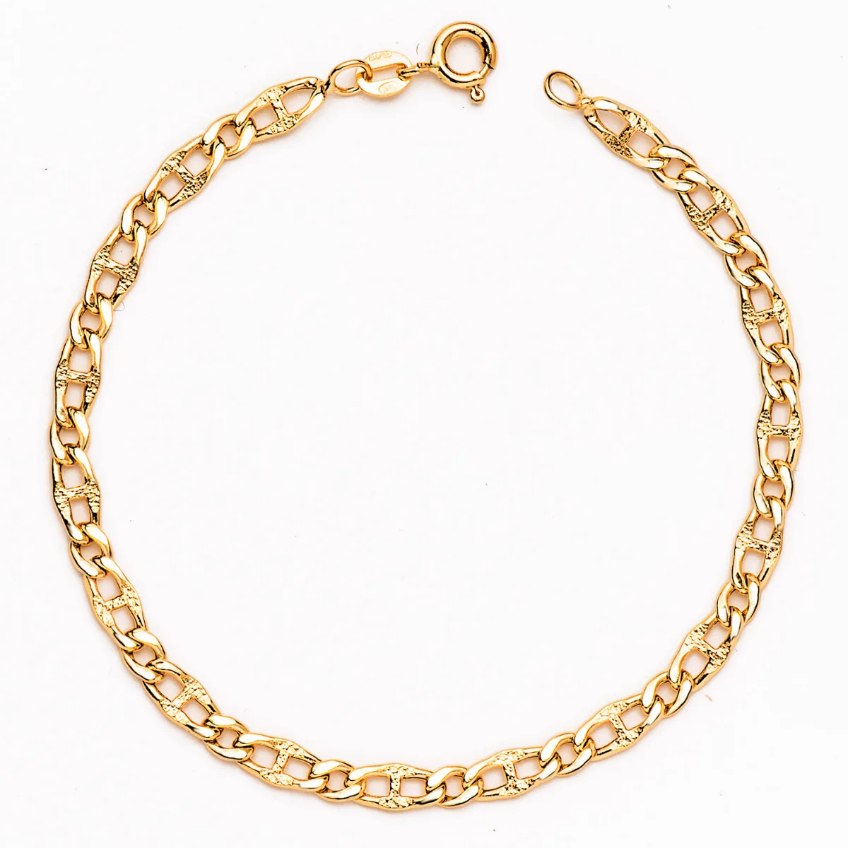 18K PULSERA ORO AMARILLO ESLABON ANCLA Y BARBADO ANCHO: 4 MM. LARGO: 19,5 CM