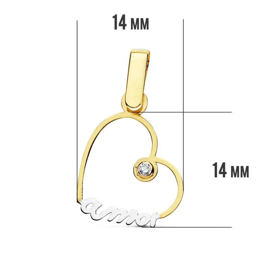 18K COLGANTE ORO AMARILLO CORAZON AMOR 14X14 MM C. AMOR — vista 2