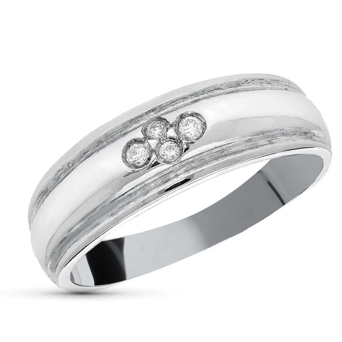 18K SORTIJA ORO BLANCO DIAMANTES TALLA BRILLANTE 0,05 QTS. ANCHO: 6 MM