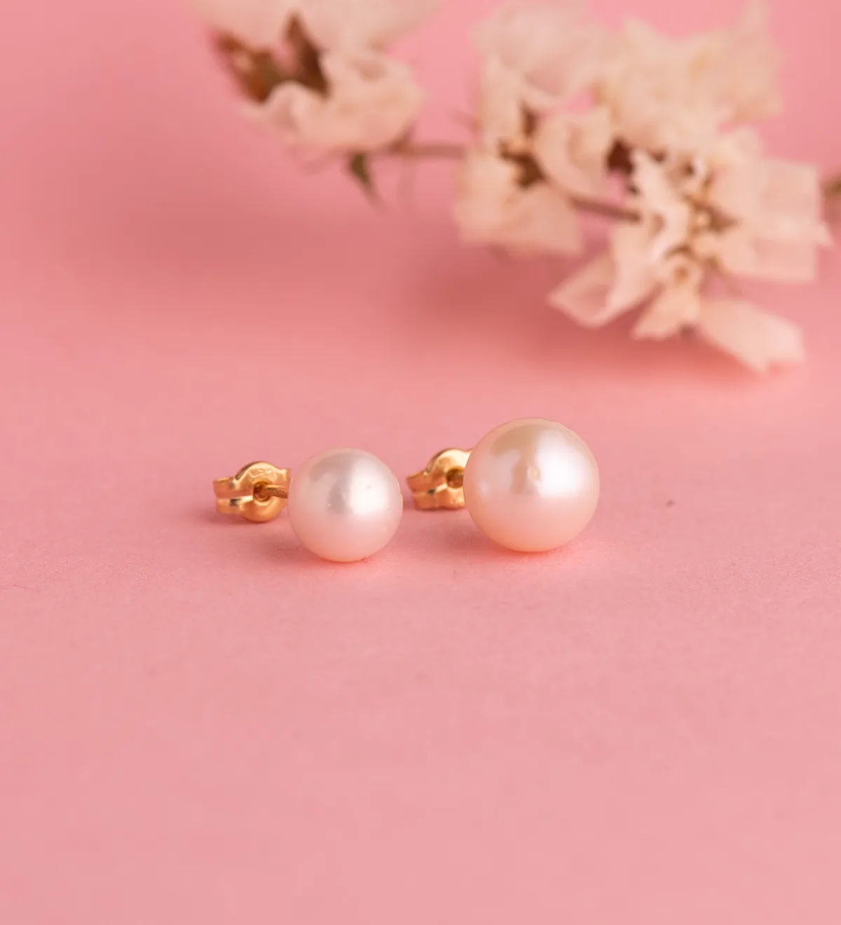 18K PENDIENTES ORO AMARILLO PERLA CULTIVADA 8 - 8,5 MM CON CASQUILLA CIERRE PRESION — vista 2