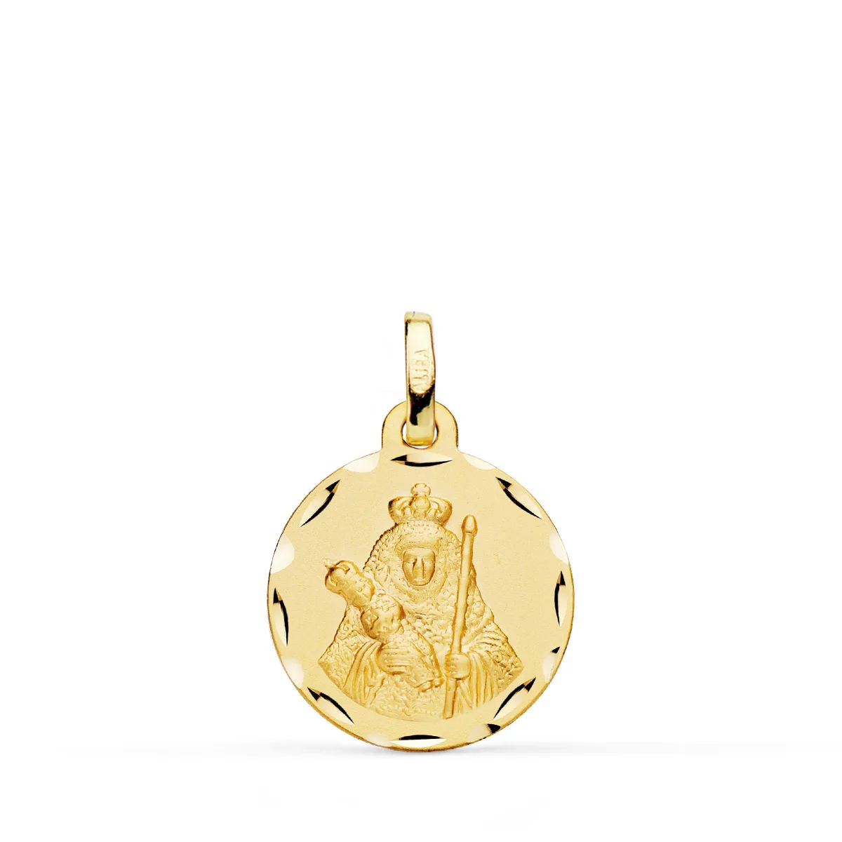 18K MEDALLA ORO AMARILLO NUESTRA SEÑORA DE LA CANDELARIA TALLADA 16 MM