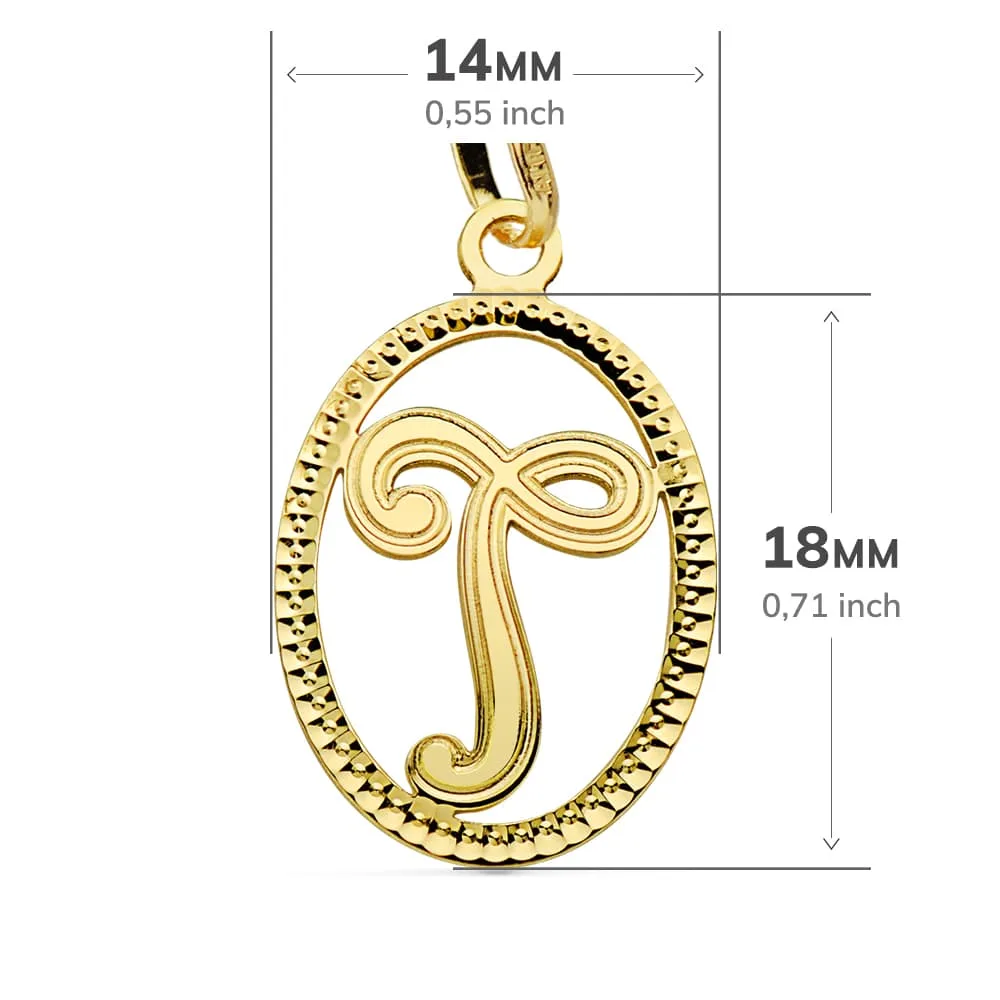 18K COLGANTE ORO AMARILLO INICIAL LETRA T 21X14 MM — vista 2
