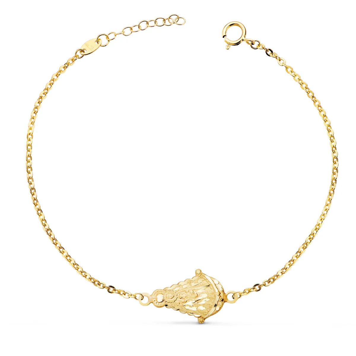 18K PULSERA ORO AMARILLO CON VIRGEN DEL ROCIO 17X12 MM. LARGO: 18 3 CM