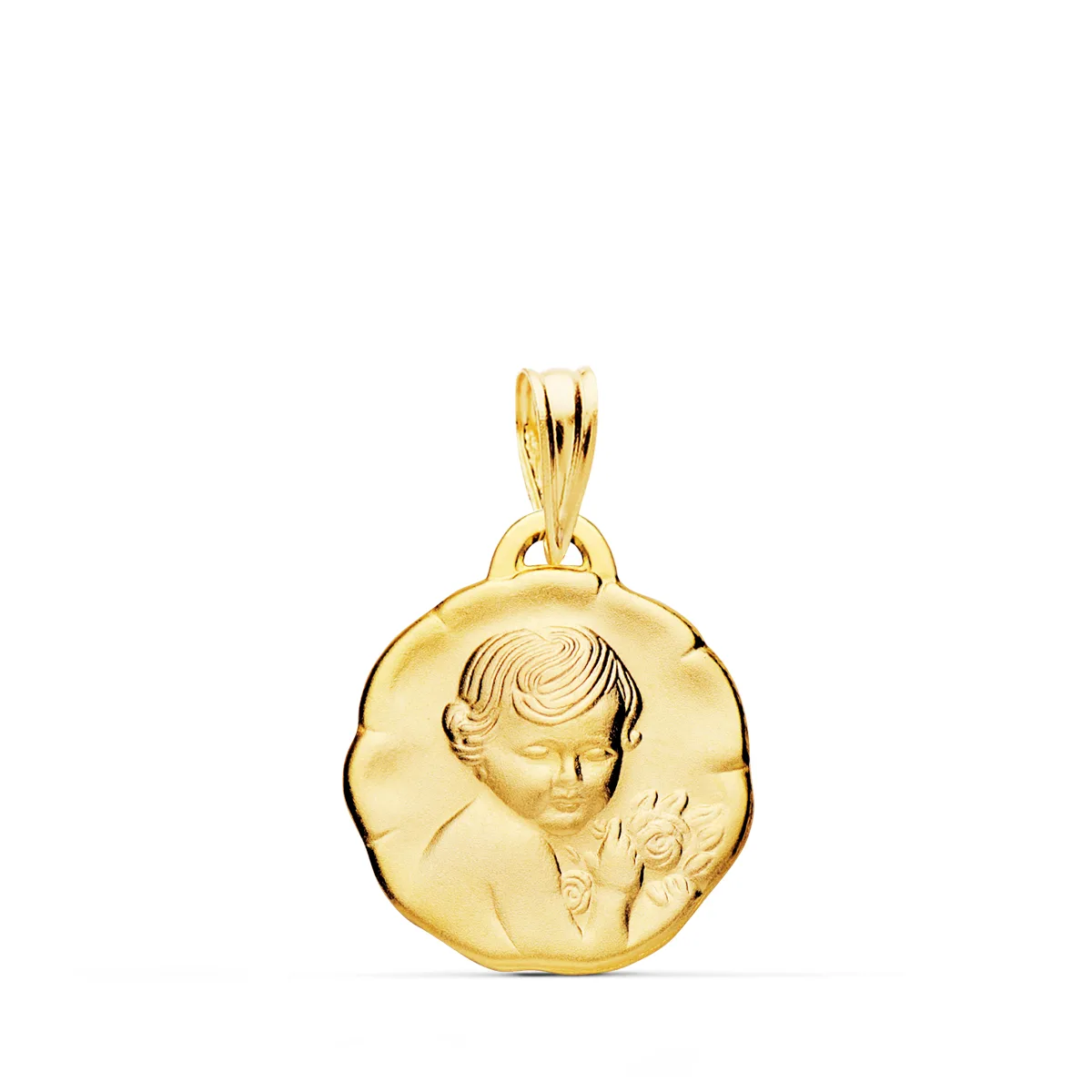 9K MEDALLA ORO AMARILLO ANGEL QUERUBIN 15 MM