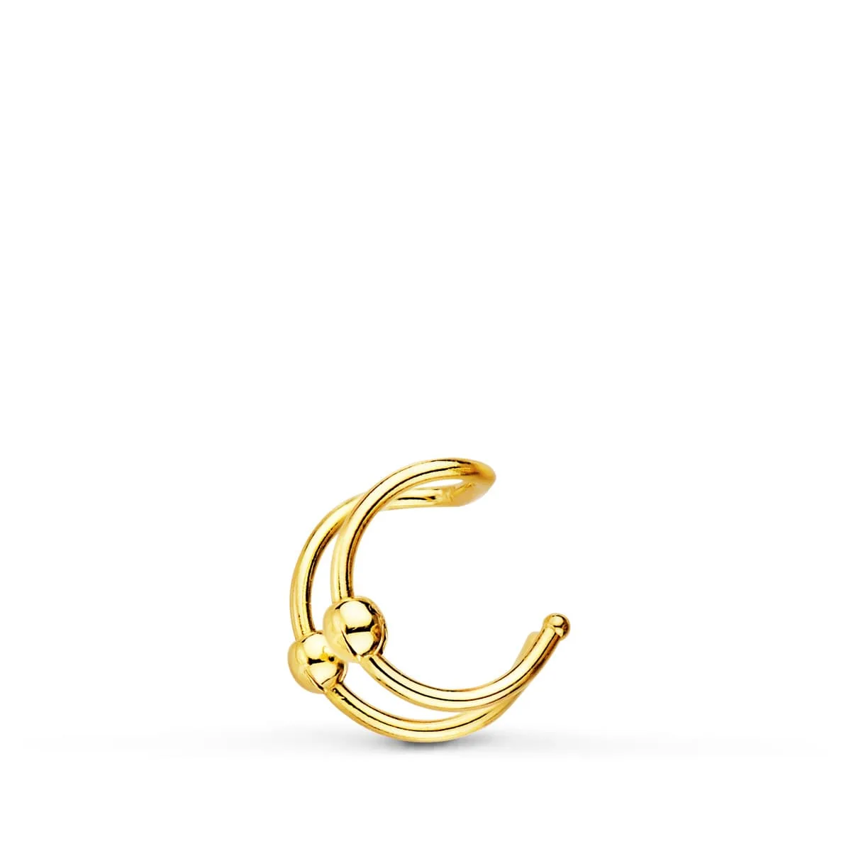 18K PENDIENTES EAR CUFF CARTILAGO OREJA ORO AMARILLO BOLITAS. 8 MM — vista 2