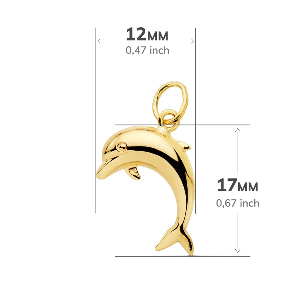 18K COLGANTE AMULETO  ORO AMARILLO DELFIN LISO 17X12 MM — vista 2