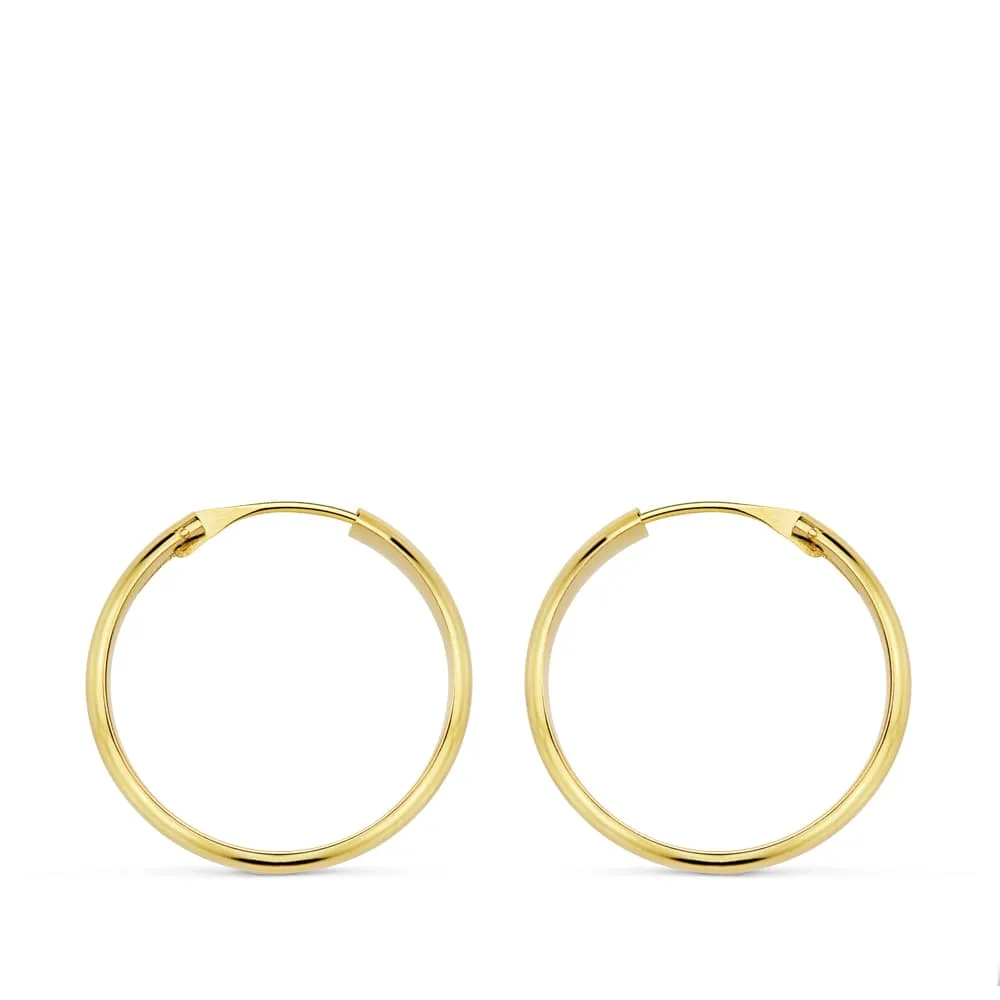 18K AROS ORO AMARILLO MEDIA CAÑA LIGEROS 18X3 MM