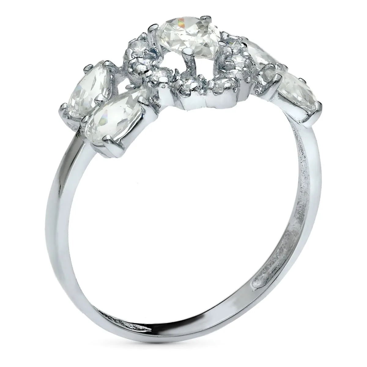 18K SORTIJA ORO BLANCO CON CIRCONITAS PERA. ANCHO: 11 MM