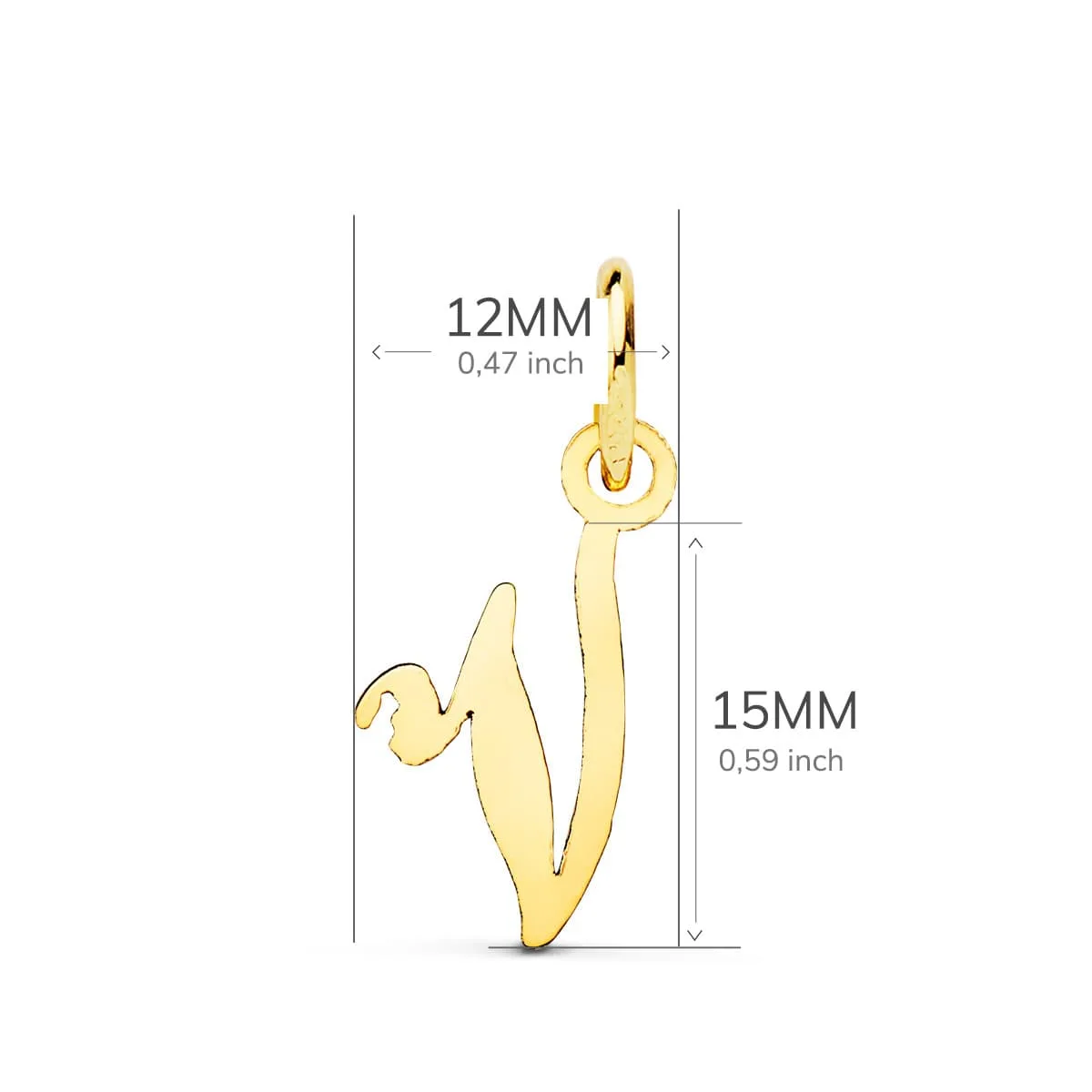 18K COLGANTE ORO AMARILLO LETRA " V " 15X12 MM — vista 2