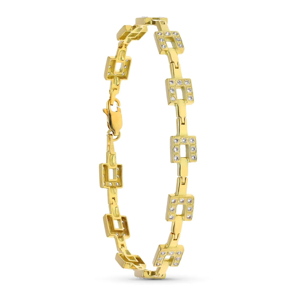 18K PULSERA ORO AMARILLO MOTIVOS CUADRADOS CIRCONITA