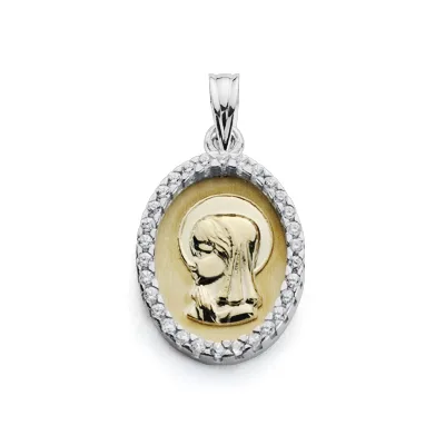 9K MEDALLA ORO AMARILLO VIRGEN NIÑA BICOLOR 20X13MM