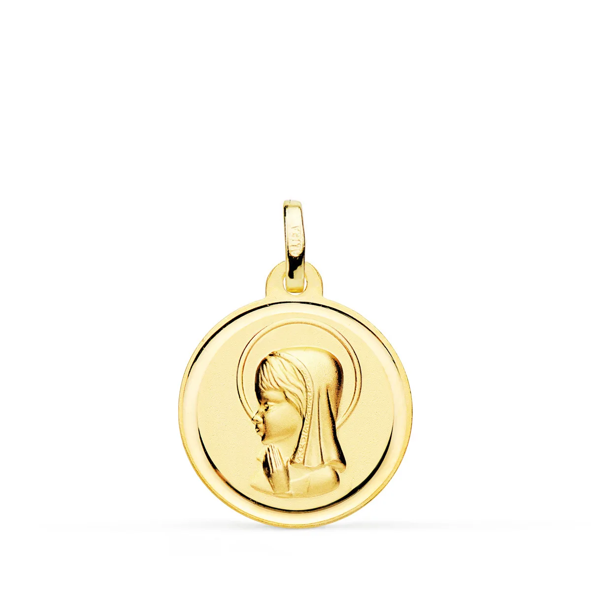 18K MEDALLA ORO AMARILLO VIRGEN NIÑA BISEL 18 MM