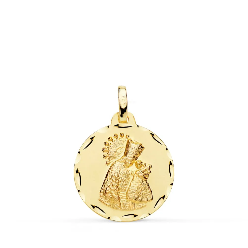 18K MEDALLA ORO AMARILLO VIRGEN DE LOS DESAMPARADOS TALLA CLASICA 18 MM