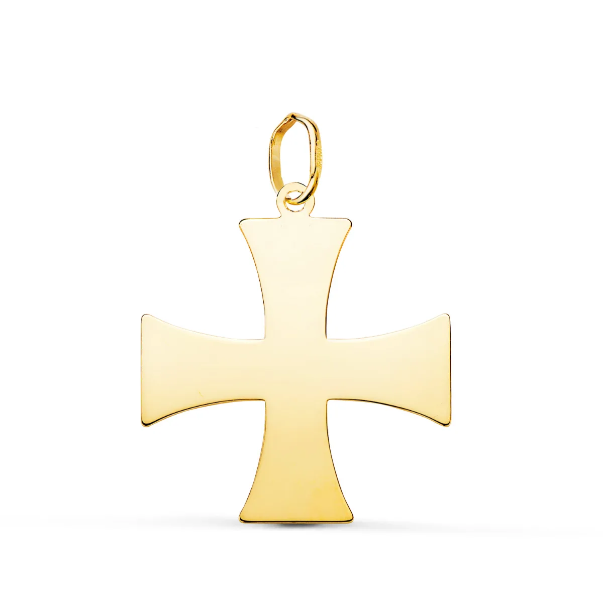18K COLGANTE ORO AMARILLO CRUZ TEMPLARIA SILUETA EN BRILLO. 22 X 20 MM