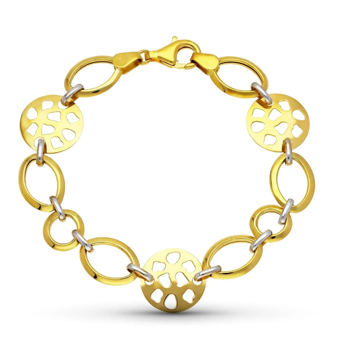 18K PULSERA ORO BICOLOR ESLABONES