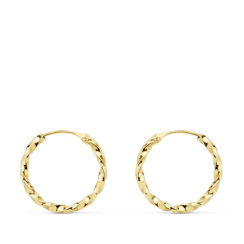 18K AROS ORO AMARILLO HUECOS GALLONEADOS. 16X1.50 MM