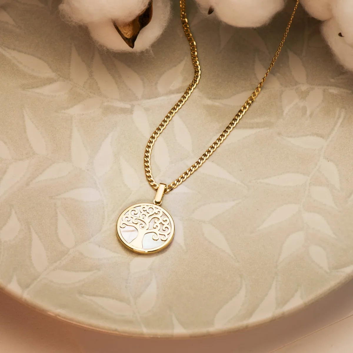 18K COLGANTE ORO AMARILLO NACAR ARBOL DE LA VIDA 20 MM — vista 3
