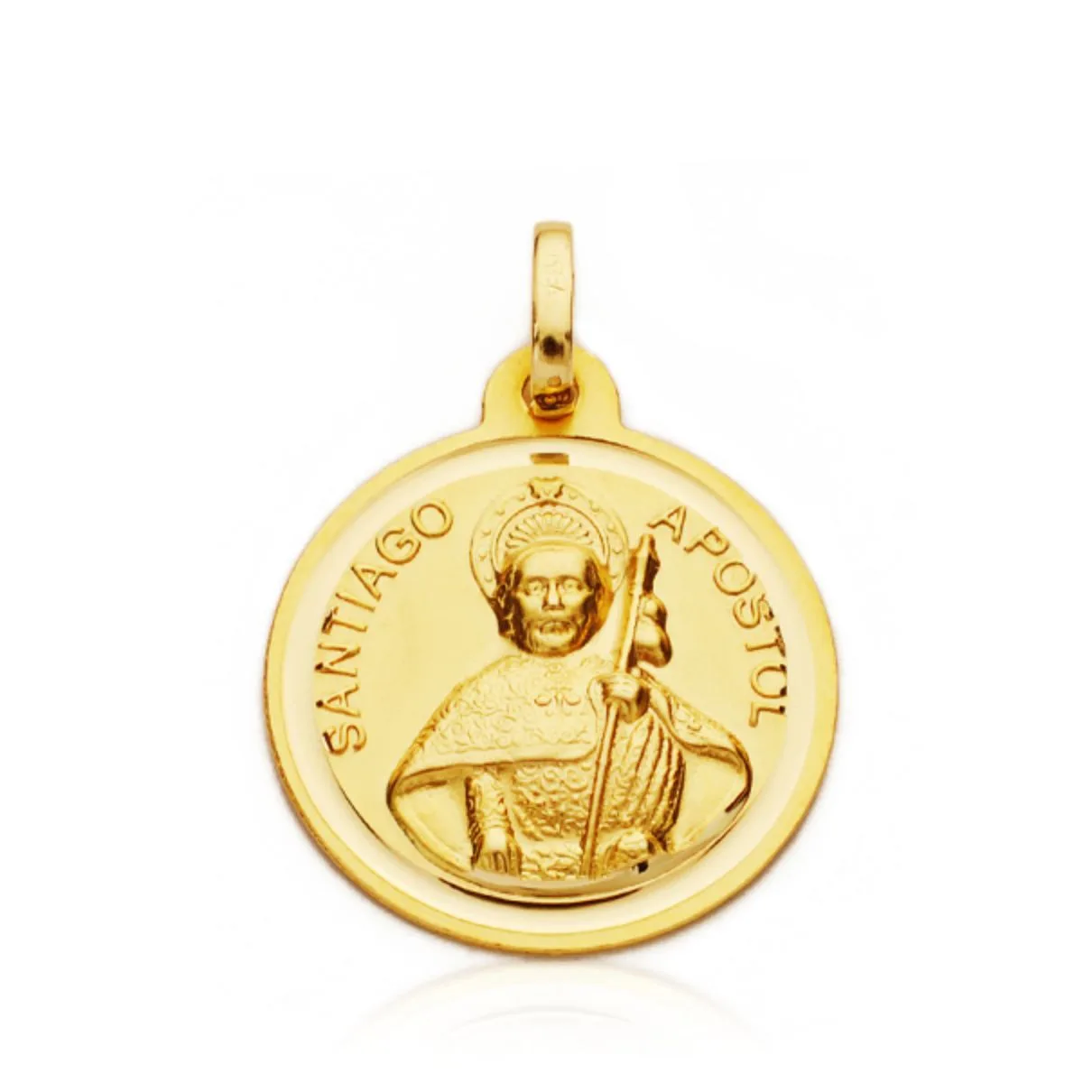 18K MEDALLA ORO AMARILLO SANTIAGO APOSTOL 22 MM BISEL