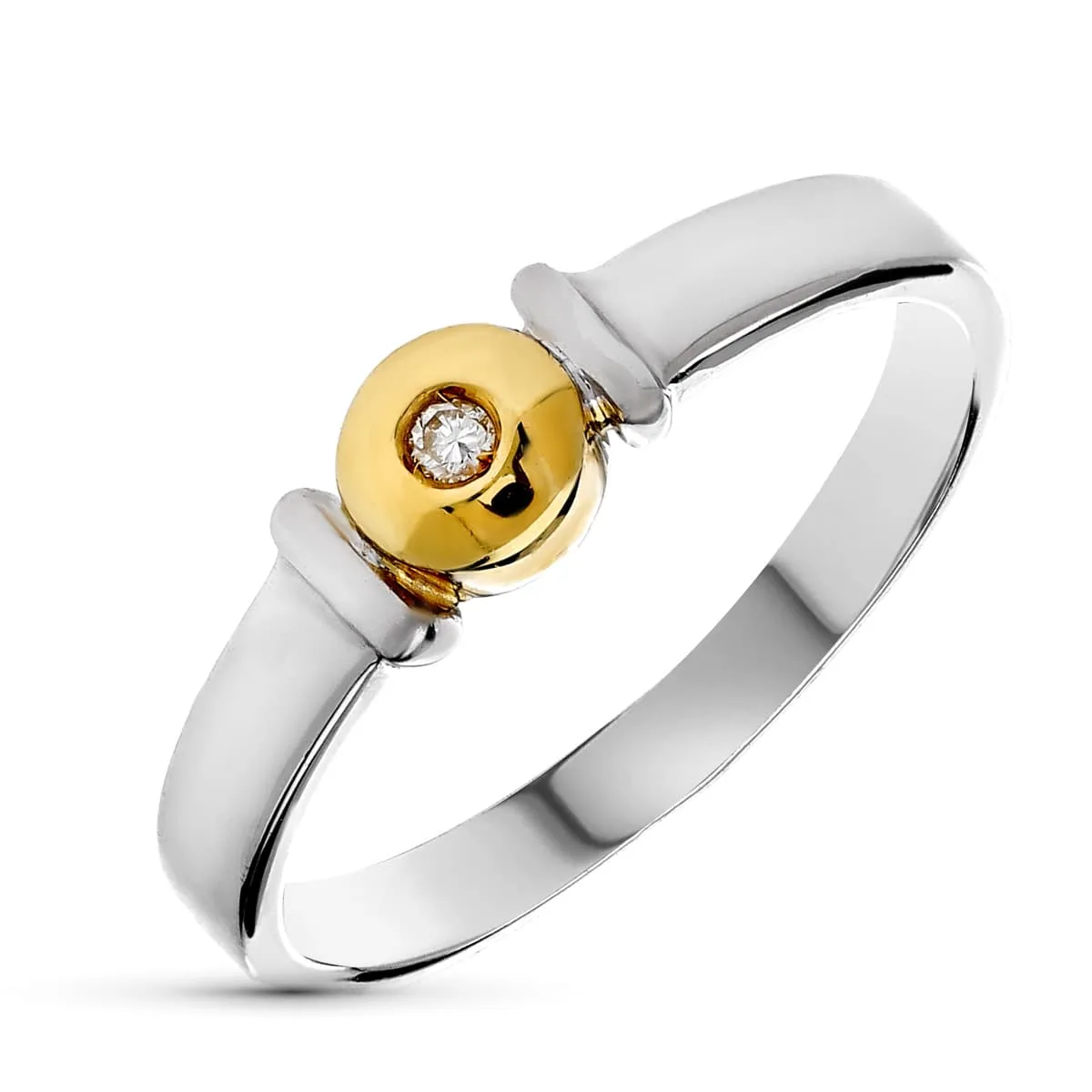 18K SORTIJA ORO BICOLOR DIAMANTE NATURAL  TALLA BRILLANTE 0,02 QTS. ANCHO: 5 MM