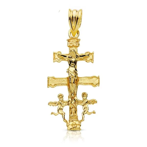 18K CRUZ ORO AMARILLO CARAVACA 28X14 MM