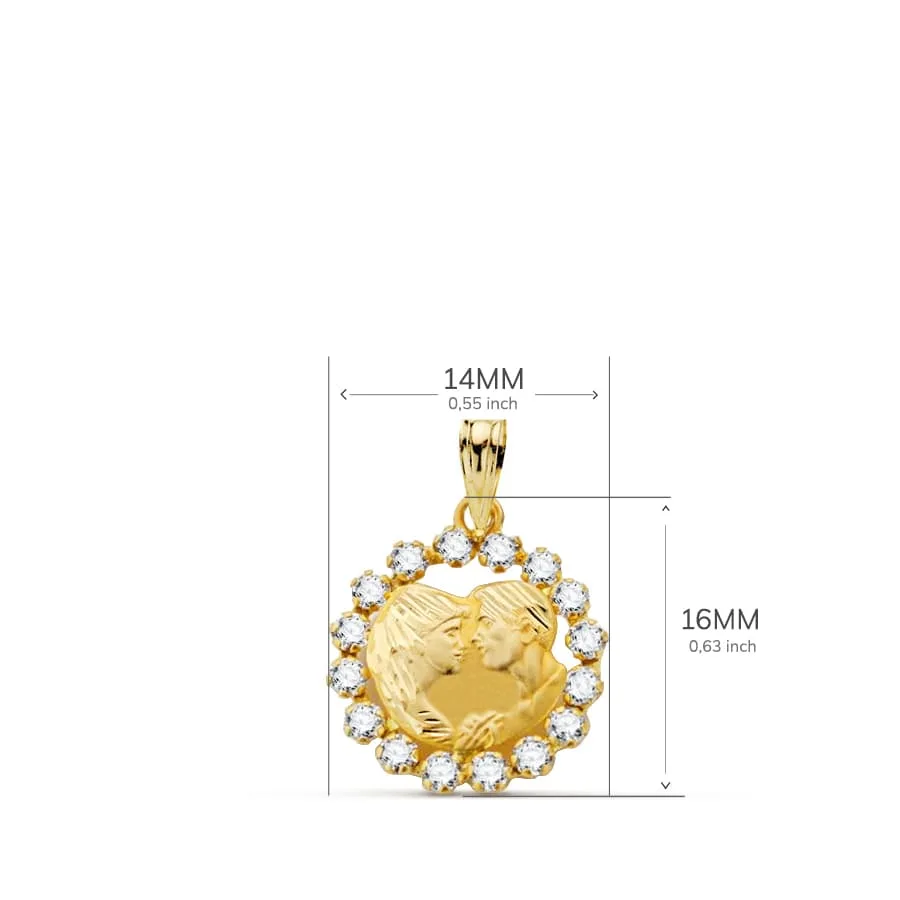18K COLGANTE ORO AMARILLO ENAMORADOS 16X14 MM C. AMOR — vista 2