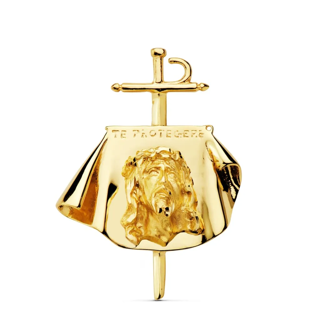 18K COLGANTE ORO AMARILLO CRISTO DE TOREROS 34X25 MM