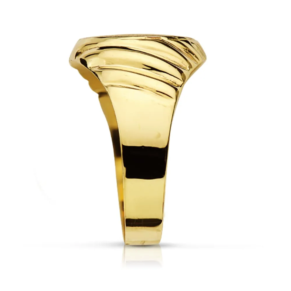 18K SELLO ORO AMARIILO HUECO TALLADO OVAL ZONA GRABADO 13 X 11 MM — vista 2