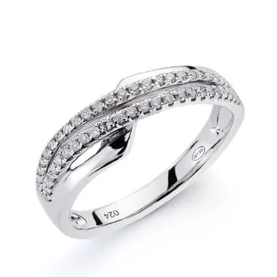 18K SORTIJA ORO BLANCO 50 DIAMANTES NATURALES  TALLA BRILLANTE 0.200 QTS. ANCHO: 6,5MM
