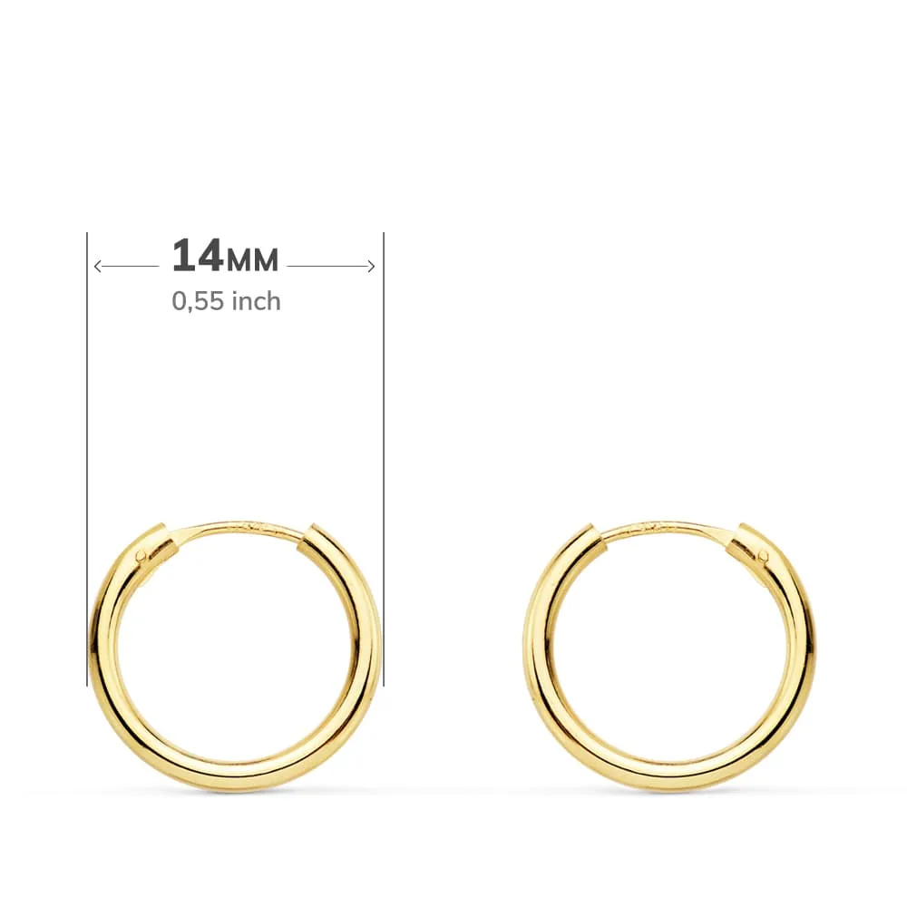 18K AROS ORO AMARILLO REDONDOS LISOS LIGEROS 14X1.50 MM — vista 2