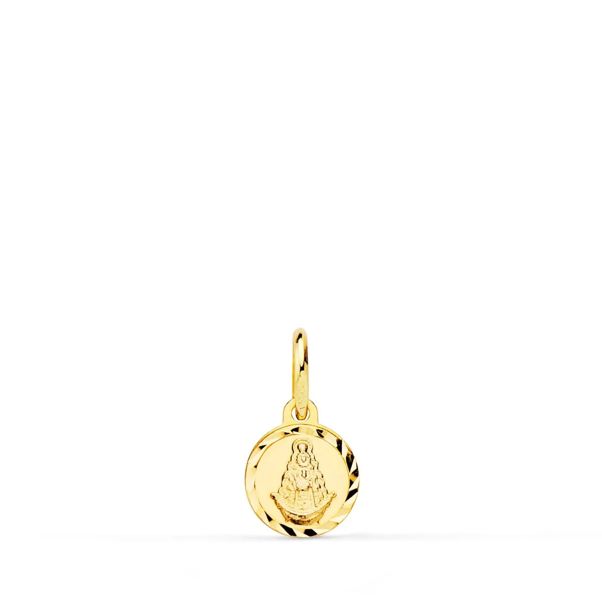 18K MEDALLA ORO AMARILLO LENTEJA VIRGEN DEL ROCIO TALLA HELICE 8 MM