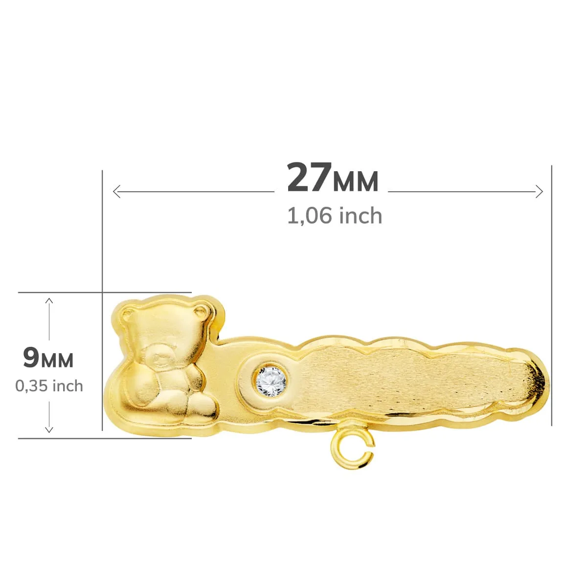 18K ALFILER ORO AMARILLO OSO TALLADO CON CIRCONITA 27X9 MM — vista 2