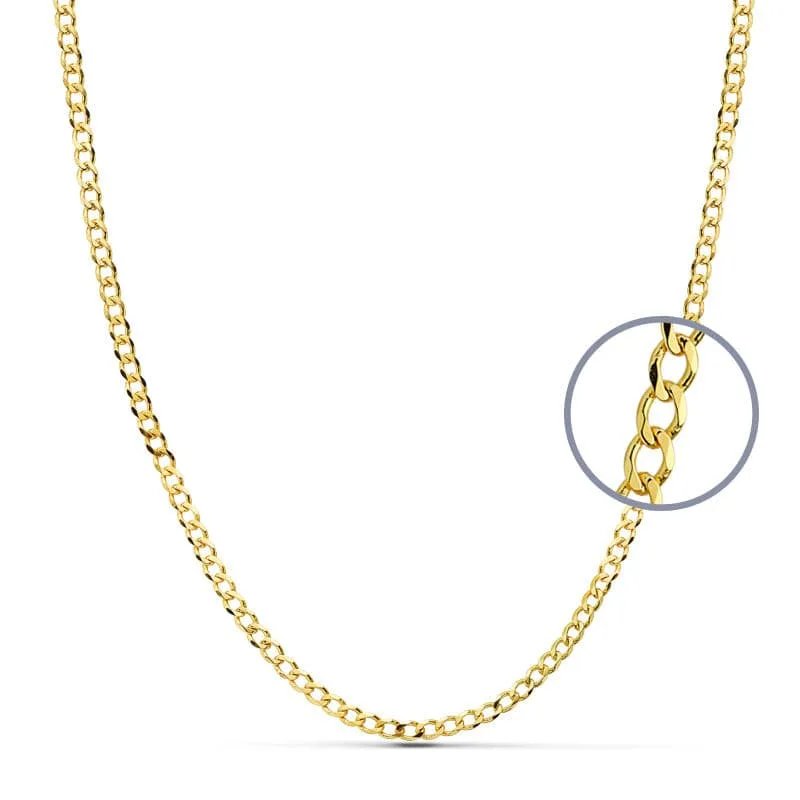 18K CADENA ORO AMARILLO BARBADA 60CM MACIZA. 3MM