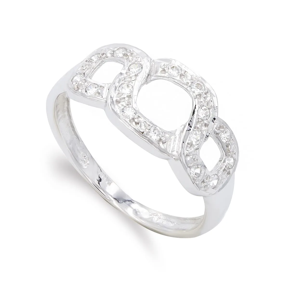 18K SORTIJA ORO BLANCO Y CIRCONITAS. ANCHO: 9,5 MM