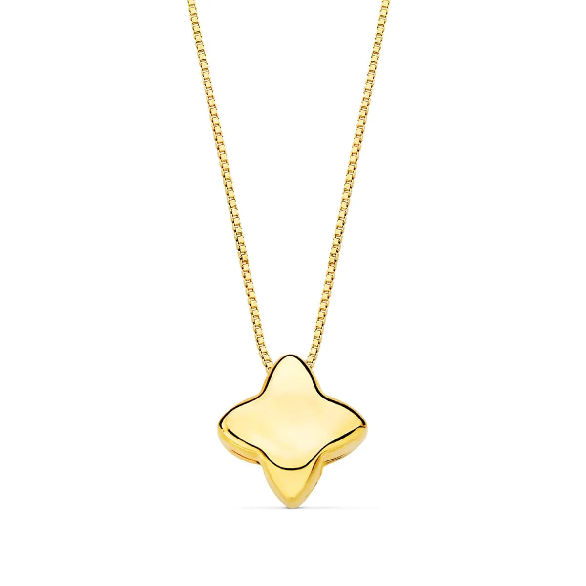 18K GARGANTILLA ORO AMARILLO ESTRELLA LISA 6.5X6.5 MM CADENA VENECIANA 42 3 CM