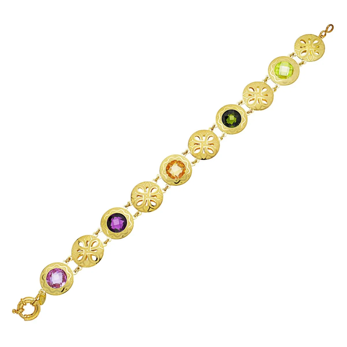 18K PULSERA ORO AMARILLO LASER PIEDRAS COLOR — vista 2
