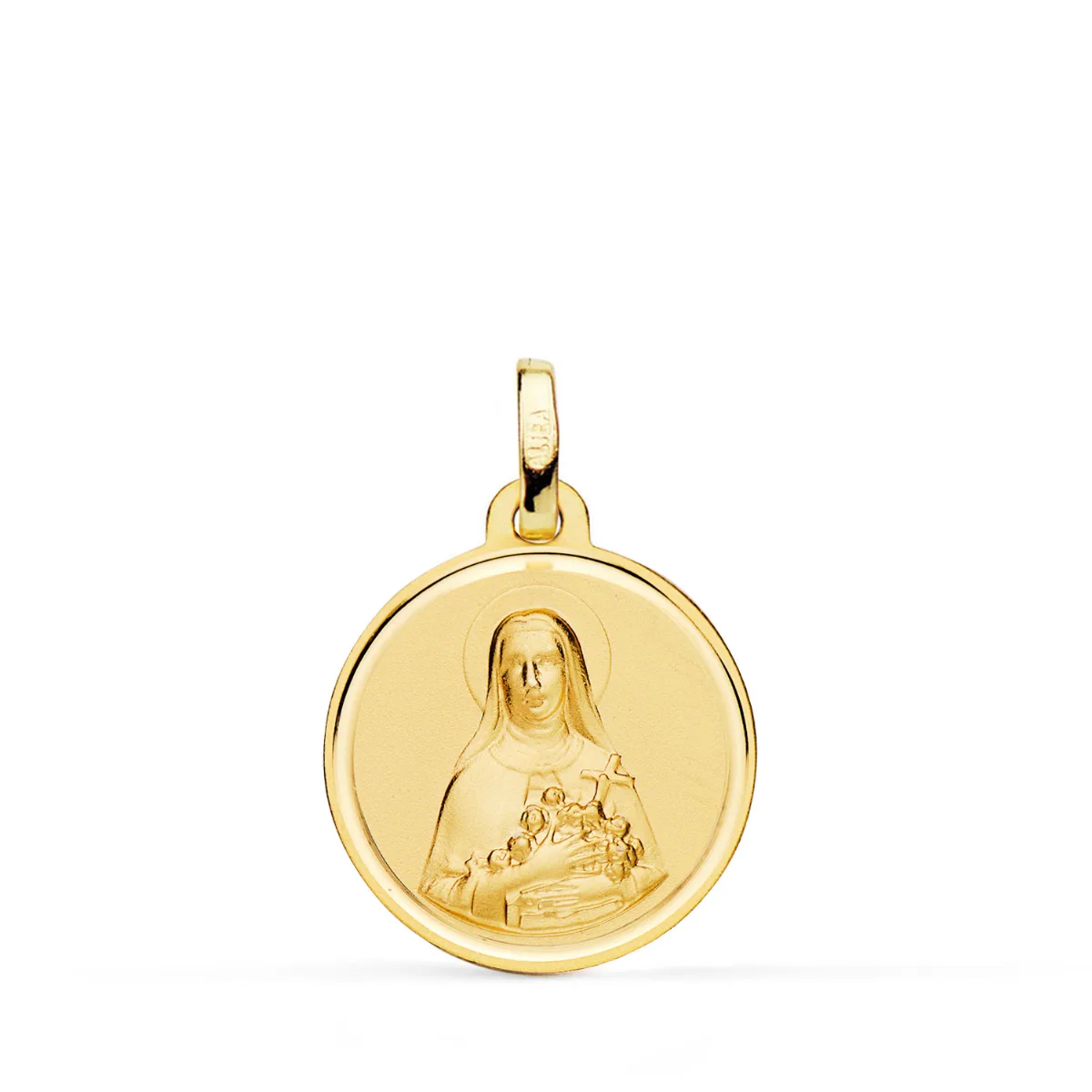 18K MEDALLA ORO AMARILLO SANTA TERESA BISEL 18 MM