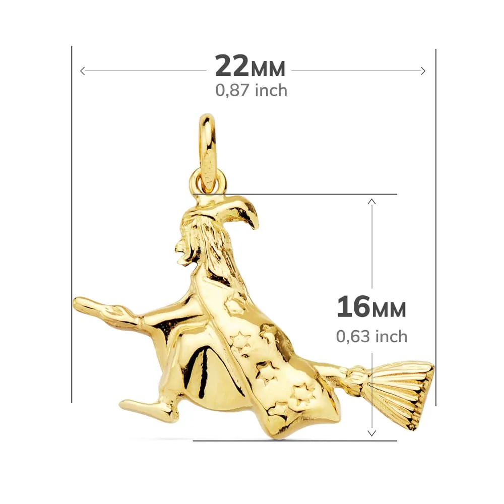 18K COLGANTE AMULETO ORO AMARILLO BRUJA 22X16 MM — vista 2
