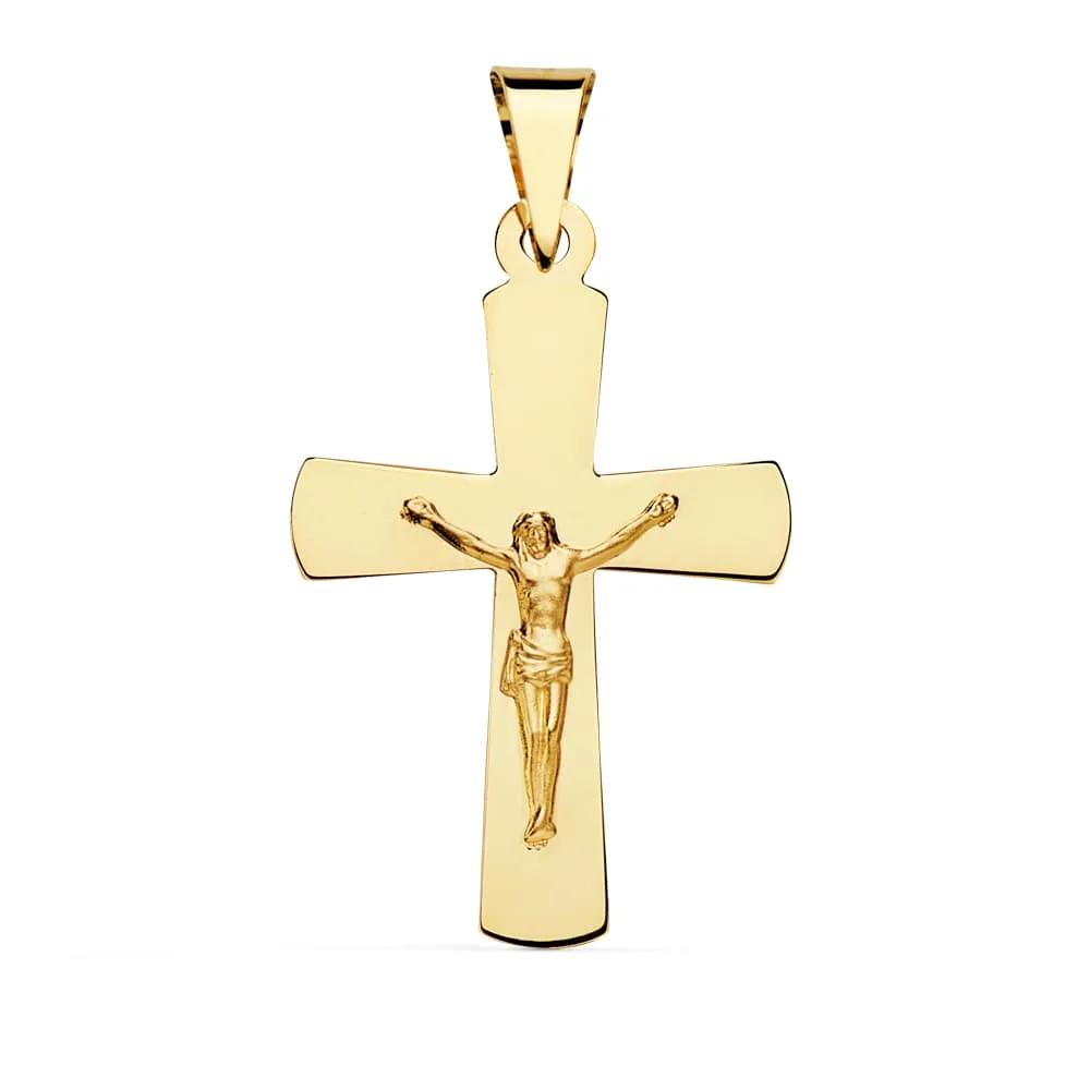 18K CRUZ CON CRISTO ORO AMARILLO 34 X 22 MM