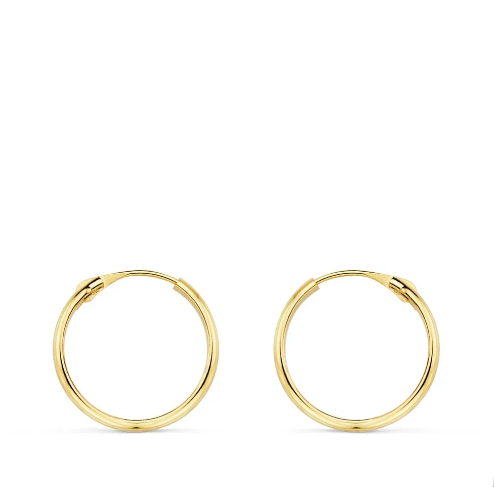 18K AROS ORO AMARILLO MEDIA CAÑA LISOS LIGEROS. 16X2 MM
