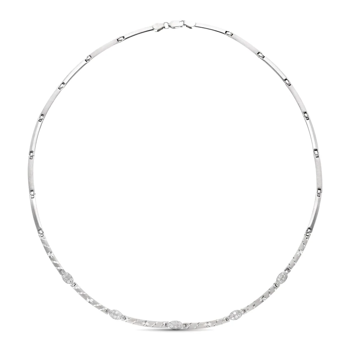 18K GARGANTILLA ORO BLANCO MATE Y BRILLO TALLADA CON CIRCONITAS