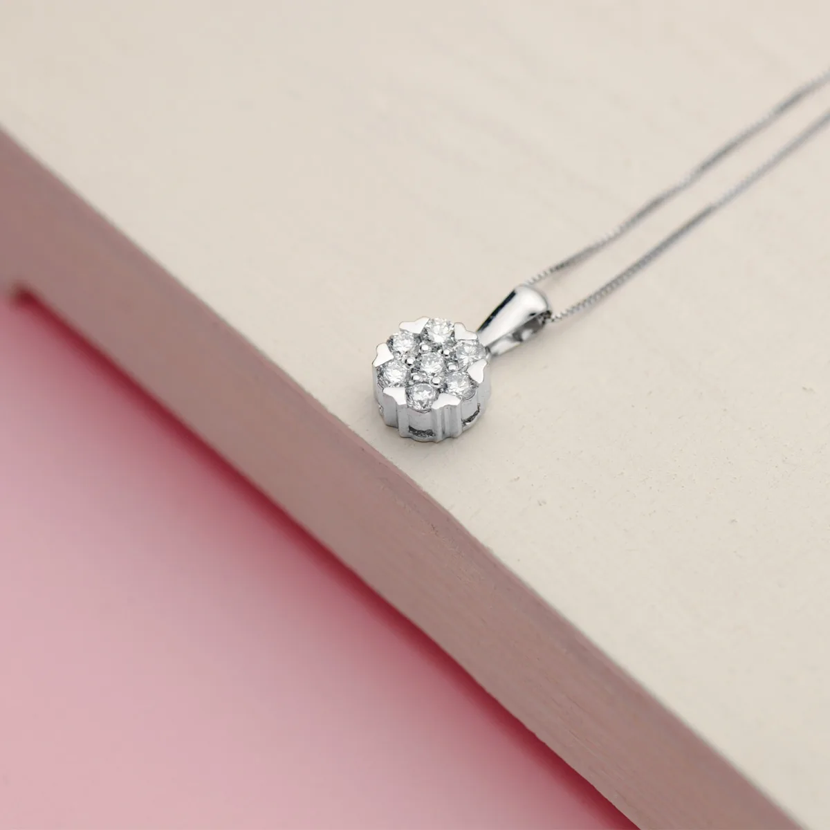 18K COLLAR ORO BLANCO 7 MM DIAMANTES LABORATORIO 0,300 QTS G-VS2 CADENA 42-3CM — vista 3
