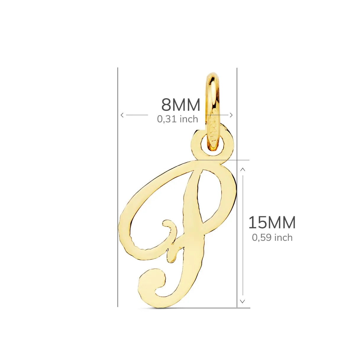 18K COLGANTE ORO AMARILLO LETRA " P " 15X8 MM — vista 2