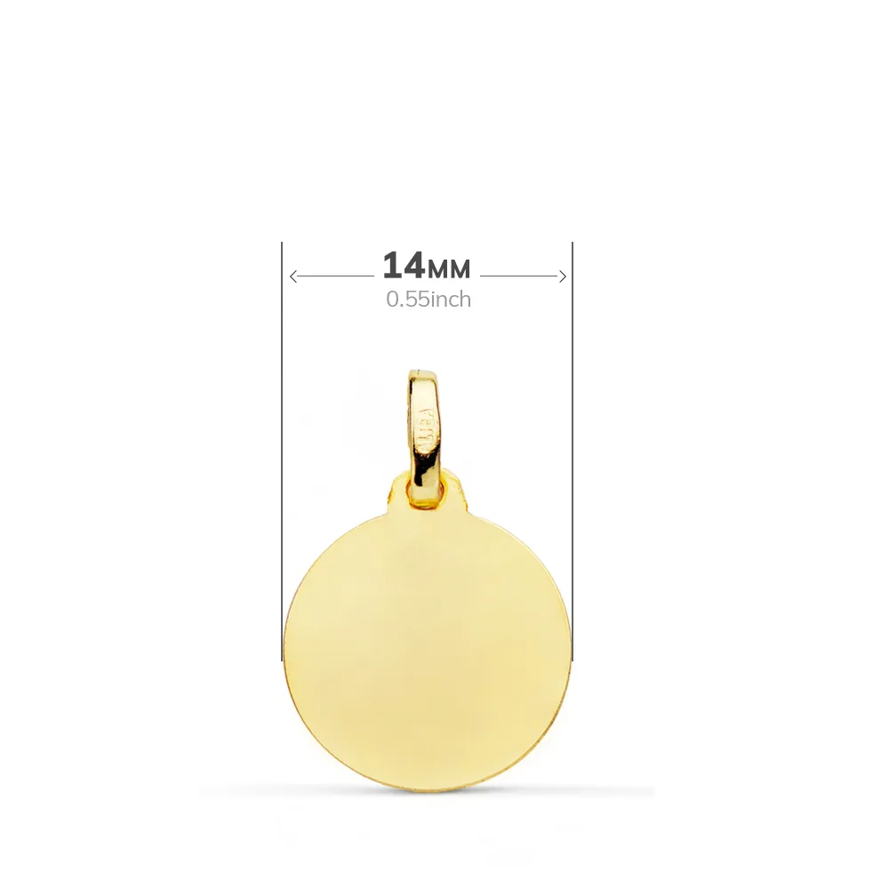 9K MEDALLA ORO AMARILLO NUEVO BAUTISMO BISEL 14 MM — vista 2