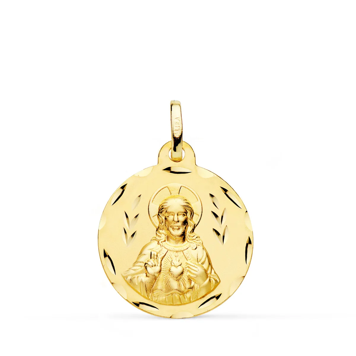 18K ESCAPULARIO ORO AMARILLO CORAZON DE JESUS Y VIRGEN DEL CARMEN TALLADO ORO AMARILLO 20 MM — vista 2