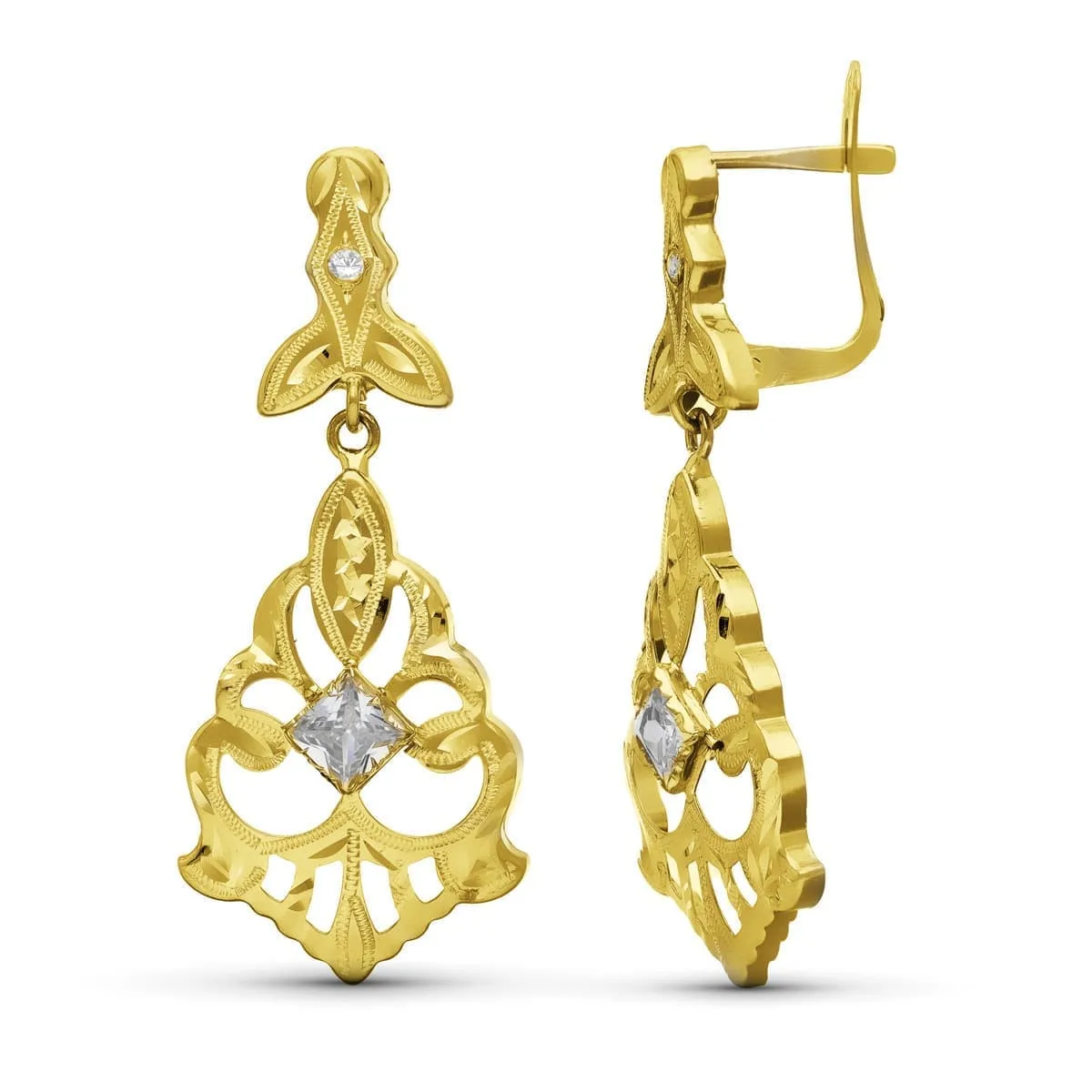18K PENDIENTES ORO AMARILLO CUBANAS 38X16 MM CIERRE CATALAN