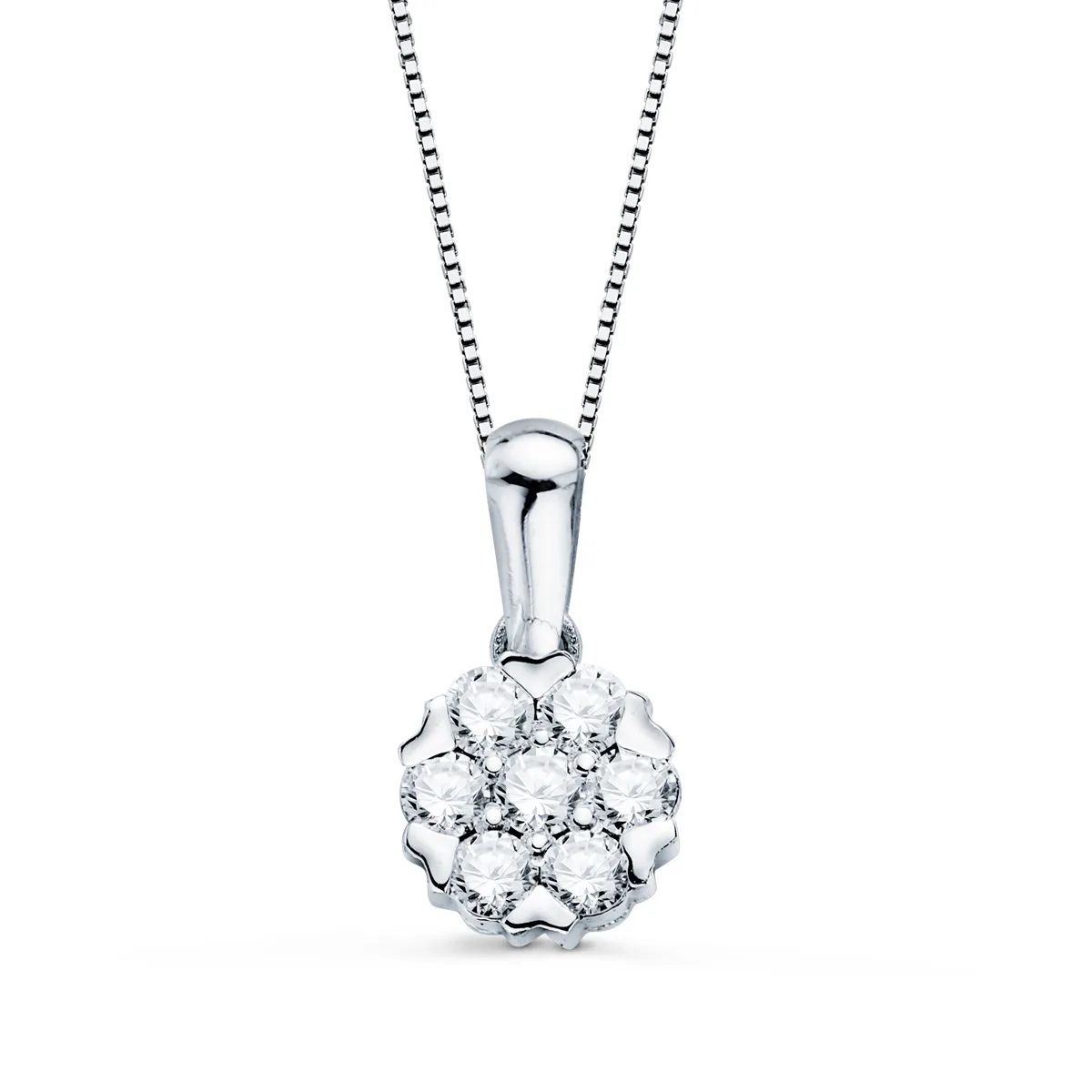 18K COLLAR ORO BLANCO 7 MM DIAMANTES LABORATORIO 0,300 QTS G-VS2 CADENA 42-3CM