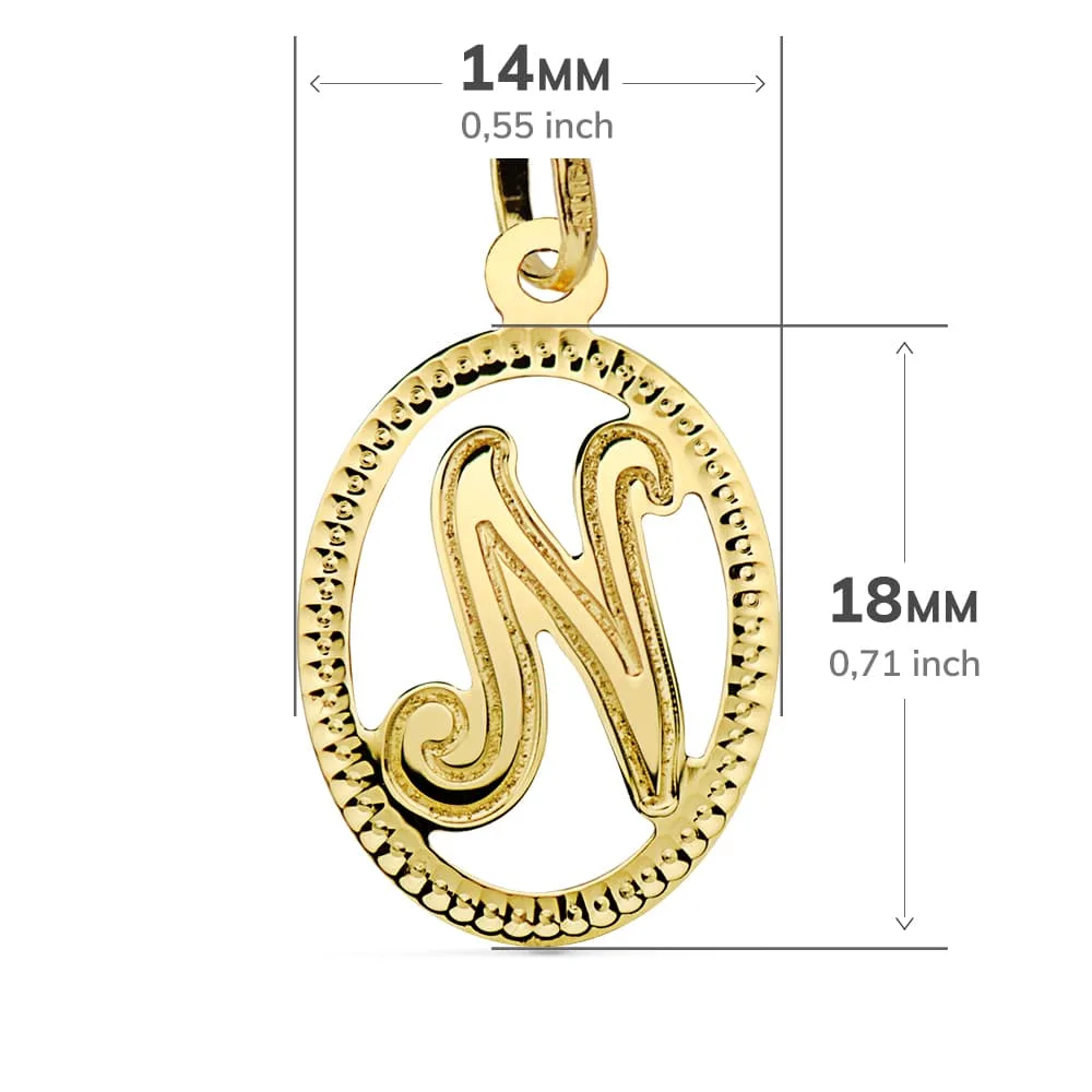 18K COLGANTE ORO AMARILLO INICIAL LETRA N 21X14 MM — vista 2